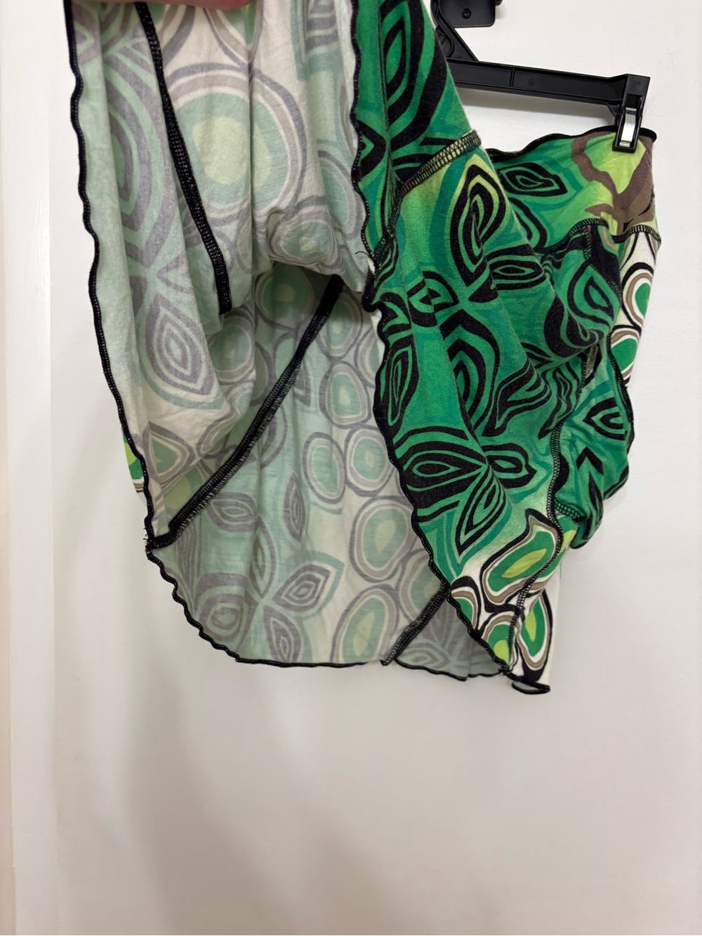Autumn Teneyl 100% Modal Green Geometric Festival Skirt Patchwork Size Large - Picture 7 of 7